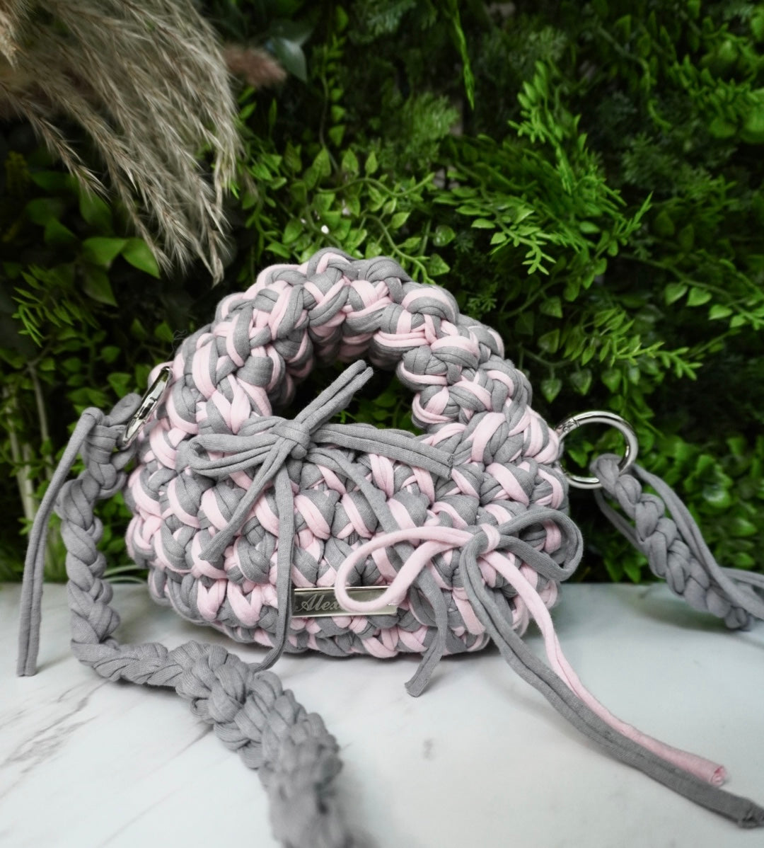 HOBO BAG GRIGIA-ROSA