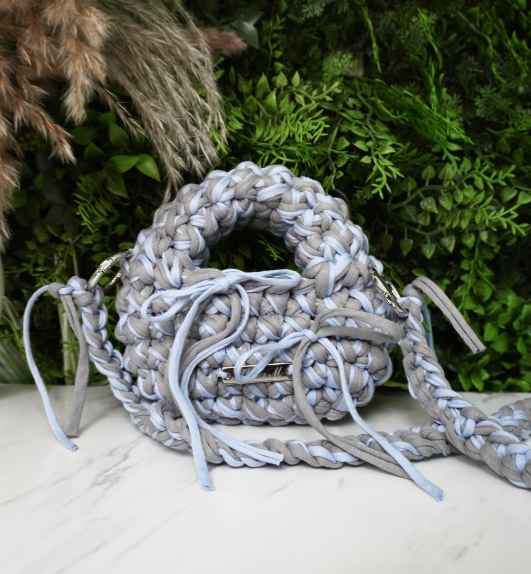 HOBO BAG AZZURRA-GRIGIO